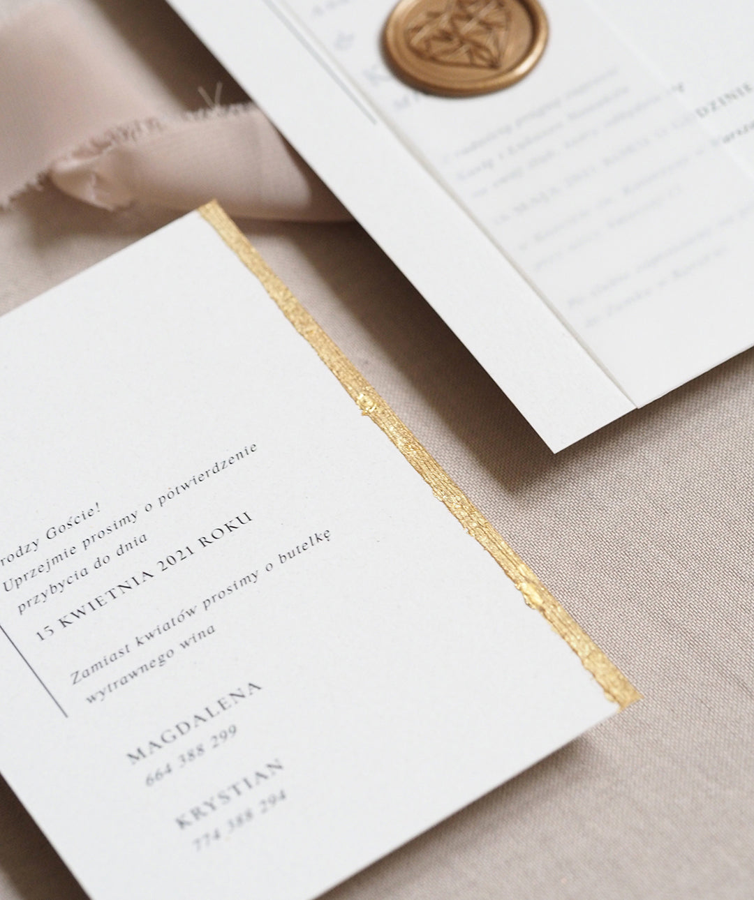 Zaproszenie Beige Gold