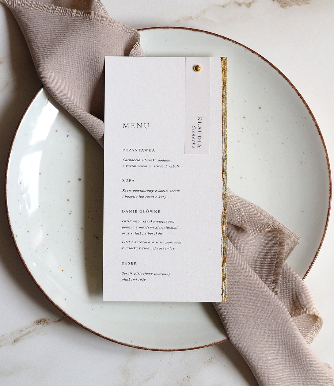 Menu z winietką Beige Gold