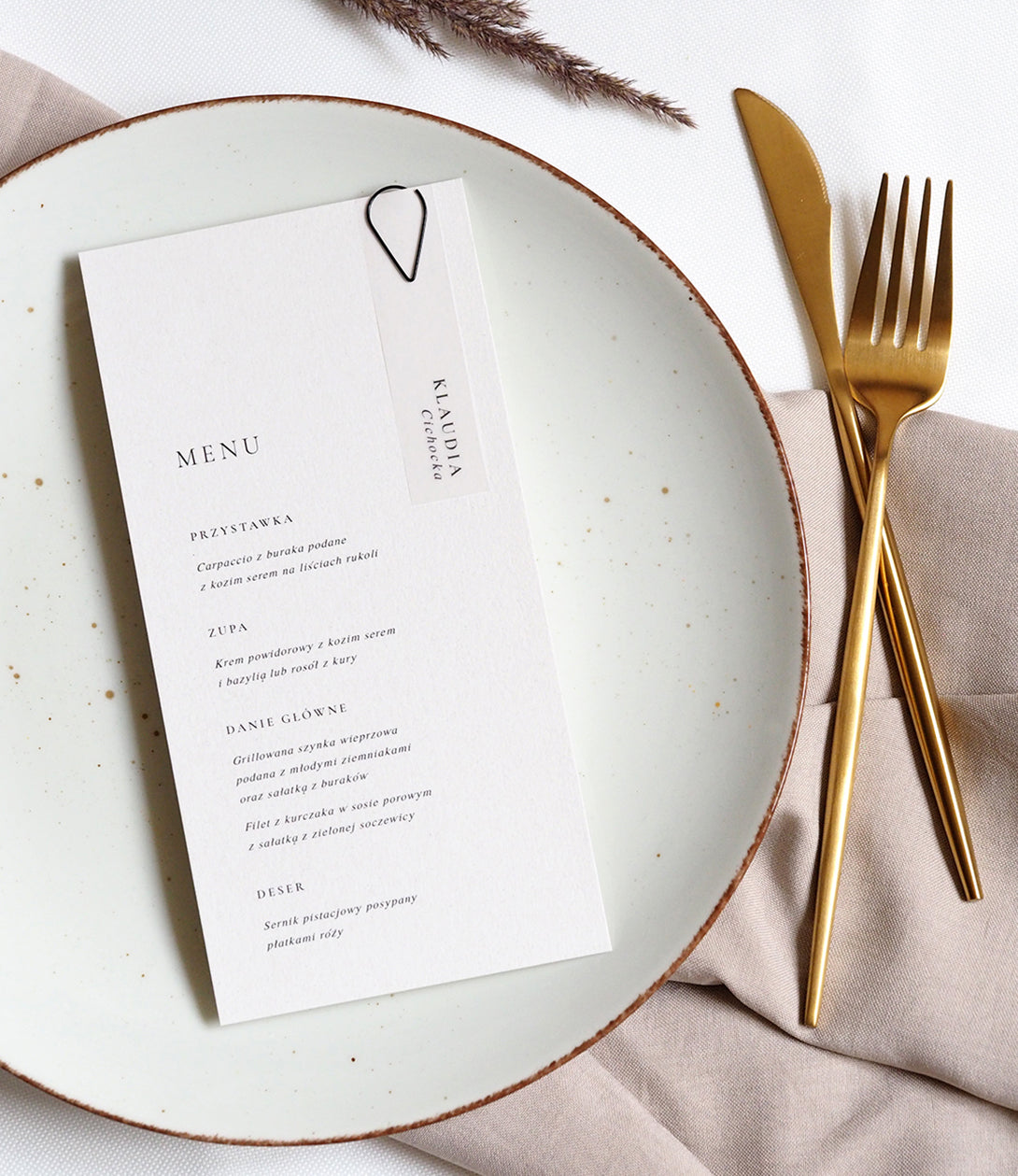 Menu z winietką Beige