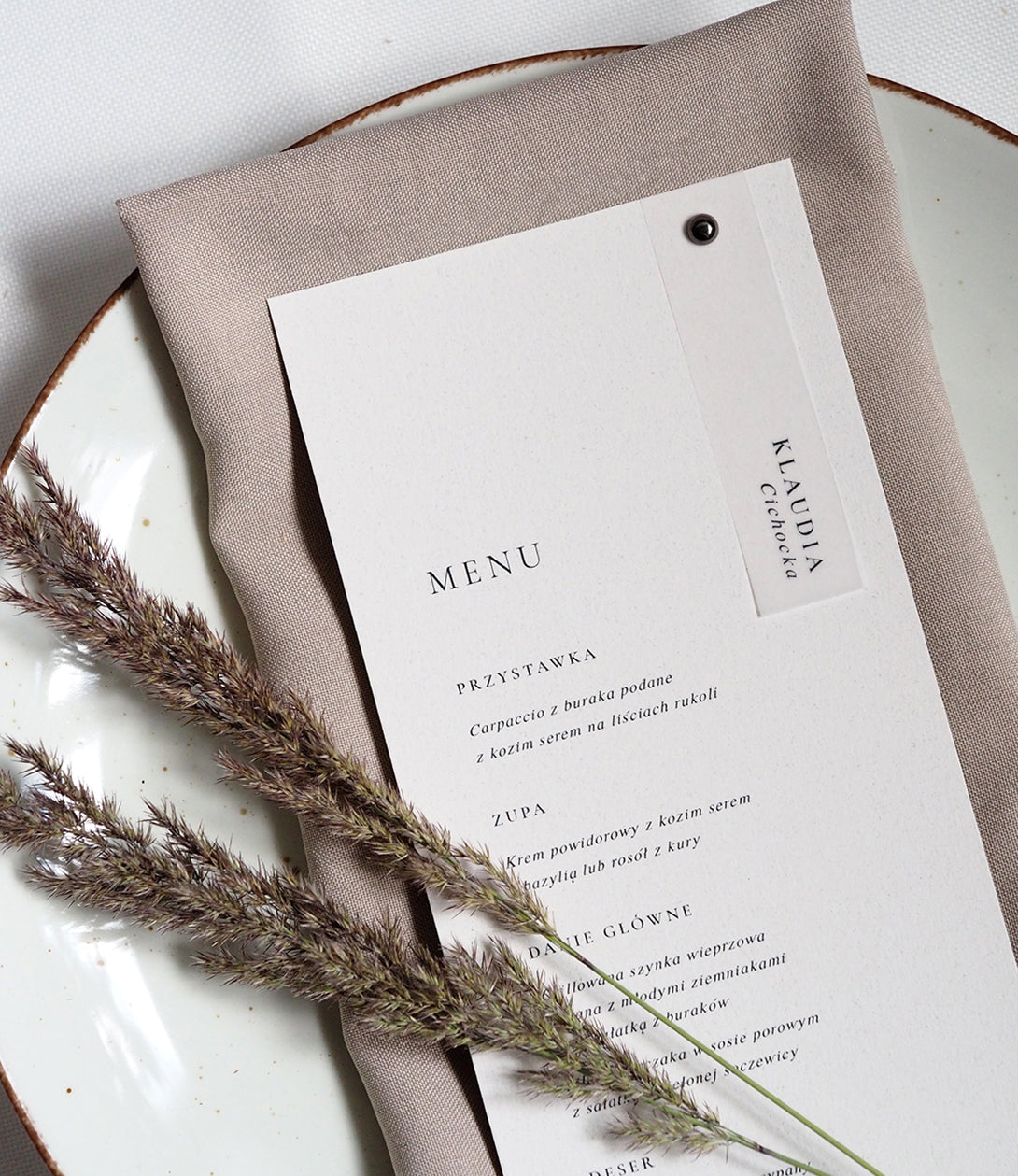 Menu z winietką Beige