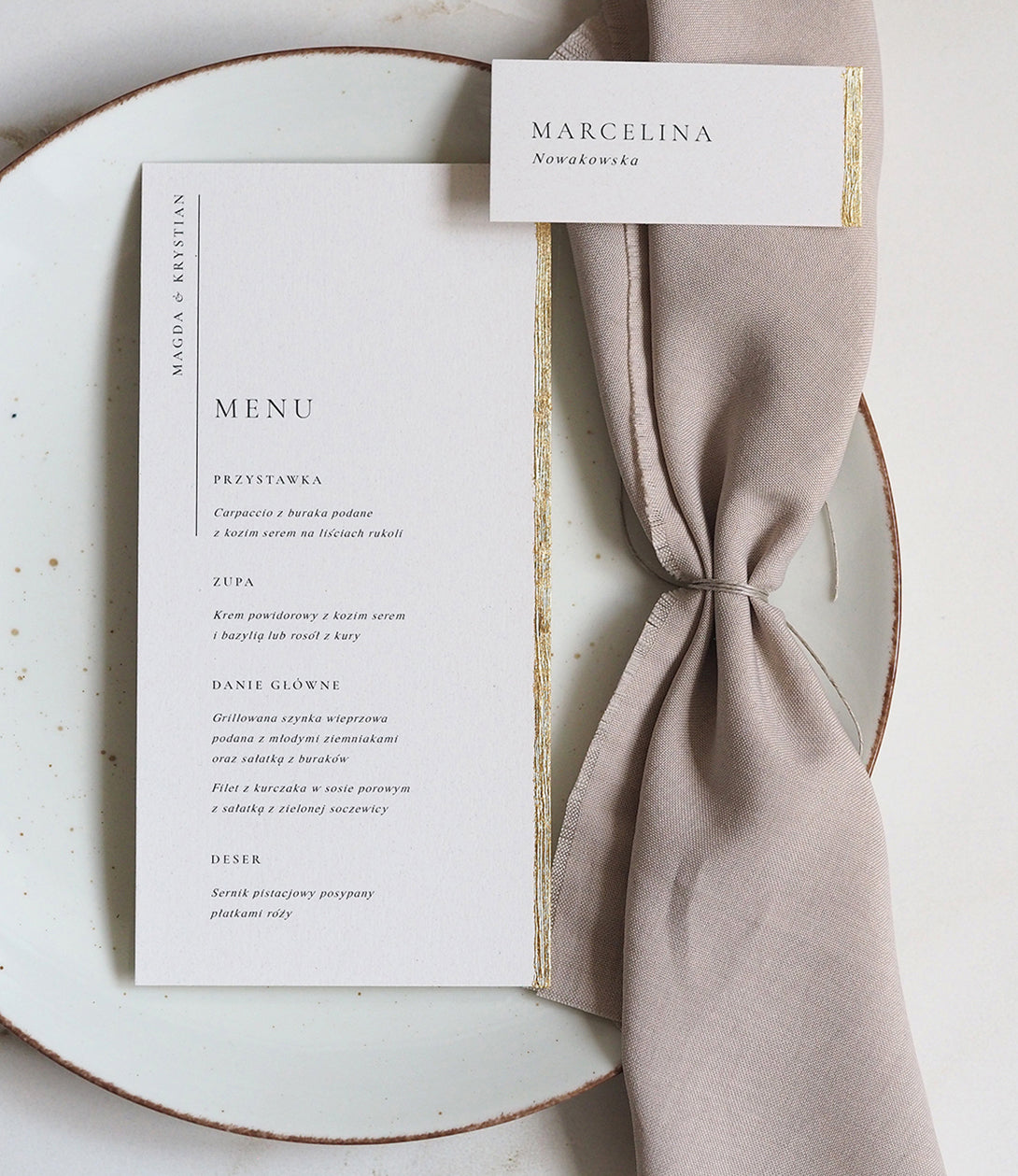 Menu Beige Gold