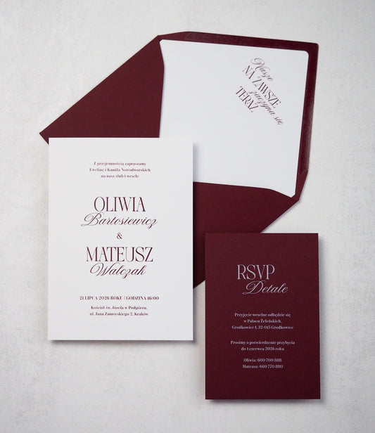 Zaproszenie Burgundy