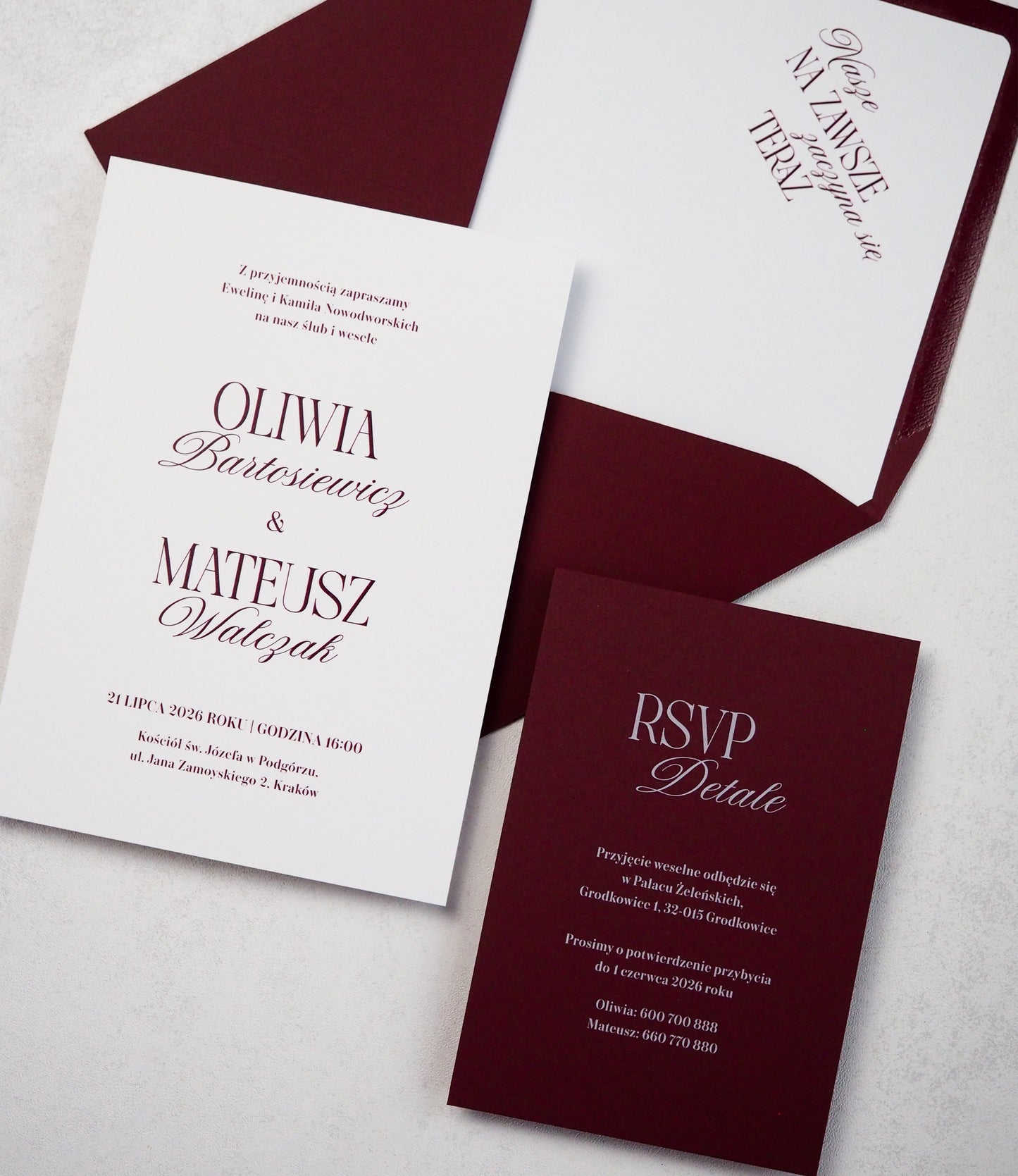 Zaproszenie Burgundy