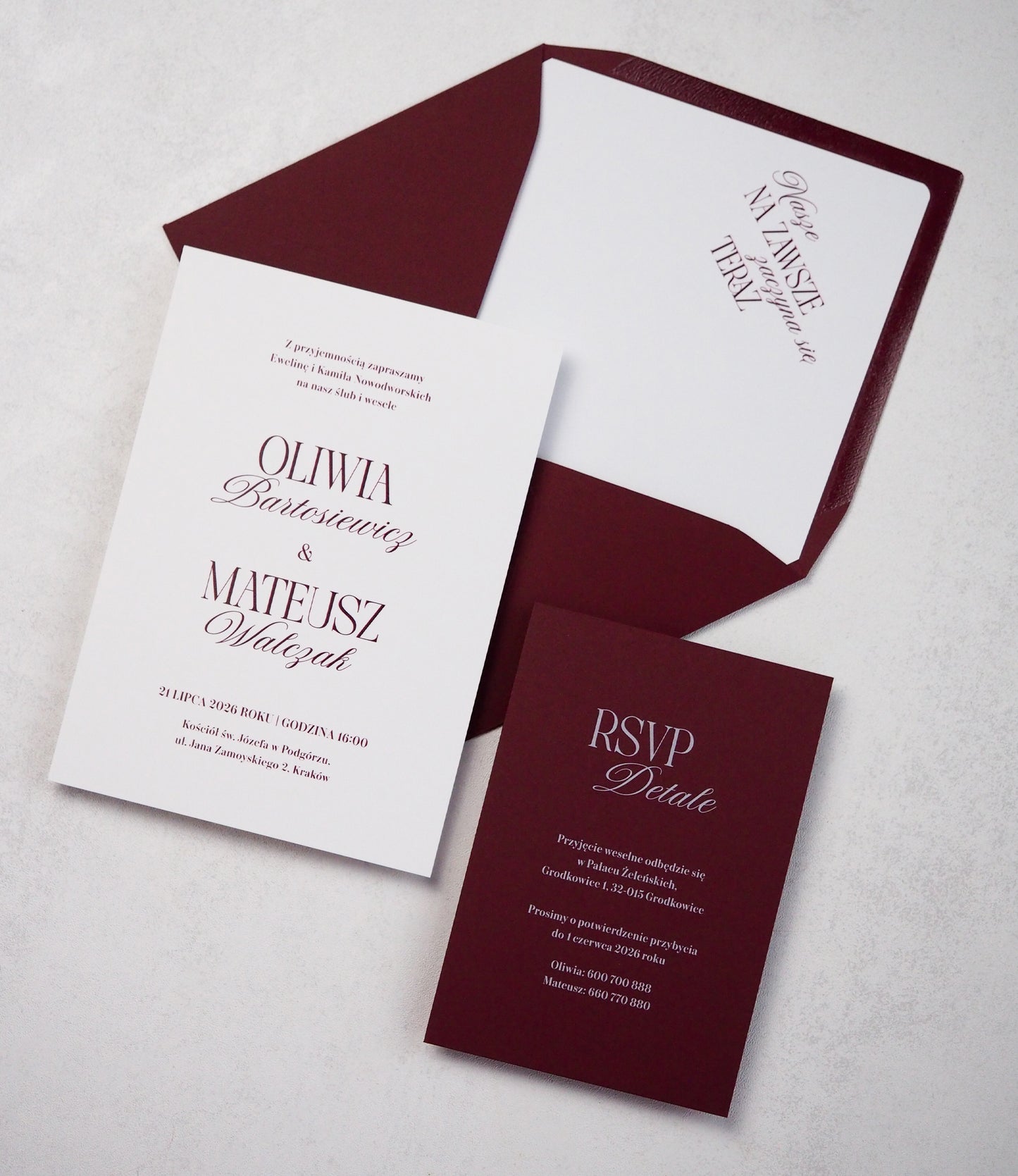 Zaproszenie Burgundy